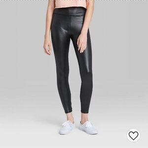 Women's High-Waisted Black Liquid Shine Leggings S New NWT